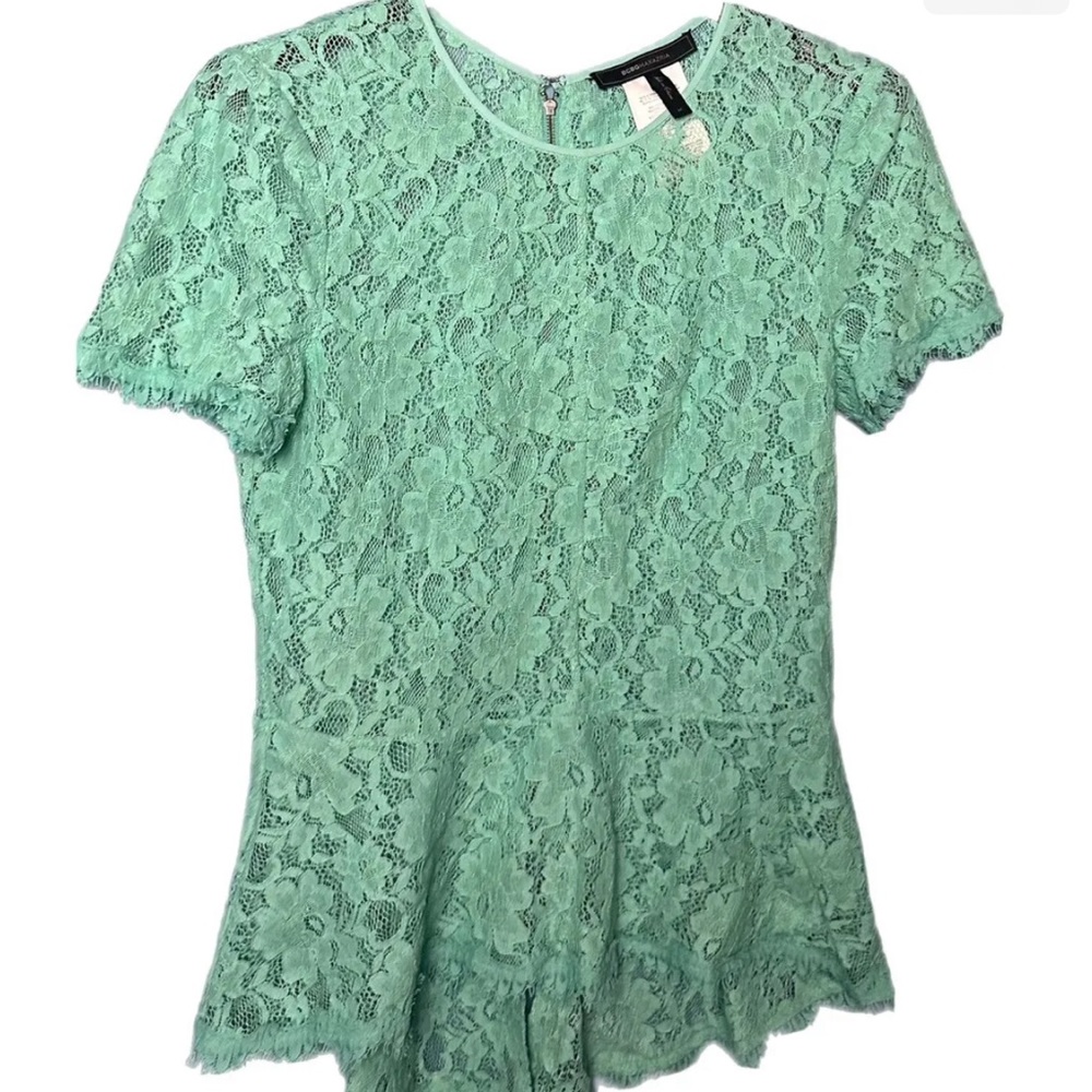 BCBG Maxazaria Evia Lace Peplum Top